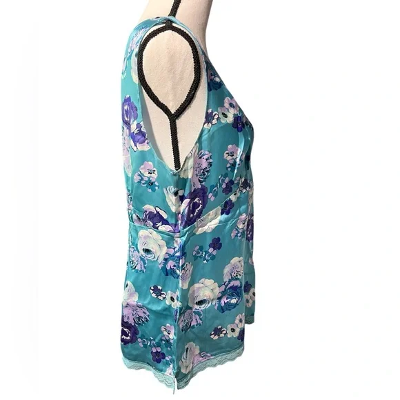 Style & Co. Turquoise Floral Sleeveless Top with Lace Trim, size 16 - Picture 4 of 10